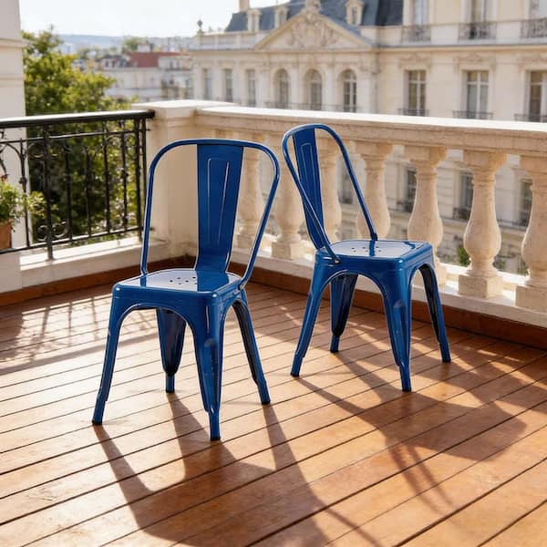 Indoor/Outdoor Stackable Metal Dining Chairs Durable Patio Bistro