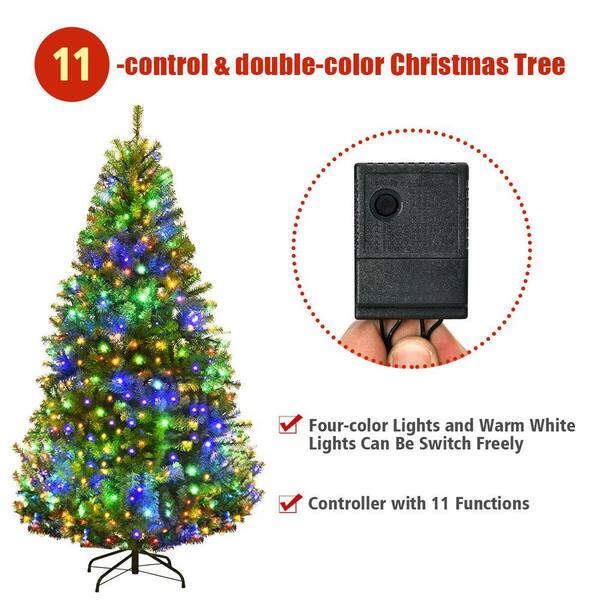 Glitzhome 6 ft. Pre-Lit Green Fir Artificial Christmas Tree with 350 LED  Lights 9 Functional Multi-color Remote controller 2014600019 - The Home  Depot