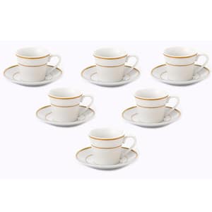 MALACASA Elisa 7.4 oz. White Porcelain Espresso/Cappuccino Cups and Saucer  Sets ELISA-6CPS - The Home Depot