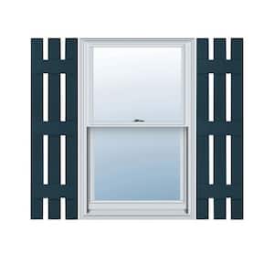 12 in. x 61 in. Lifetime Vinyl TailorMade Three Board Spaced Board and Batten Shutters Pair Midnight Blue