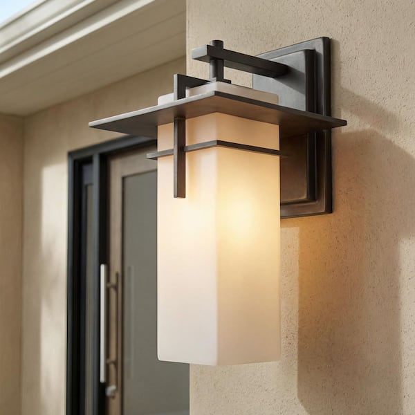 Caterham 14.75 in. 1-Light Olde Bronze Outdoor Hardwired Wall Lantern Sconce with No Bulbs Included (1-Pack)