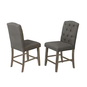 Gilberta 2pc Gray Linen Fabric Counter Height Chairs