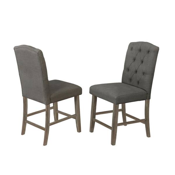 Best Quality Furniture Gilberta 2pc Gray Linen Fabric Counter Height Chairs