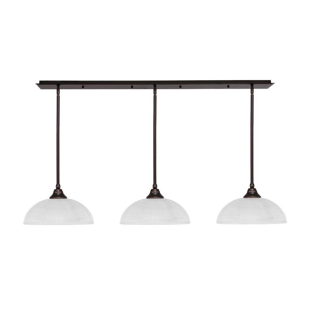 Livingston 100-Watt 3-Light Dark Granite Chandelier with 13 in. Clear Ribbe