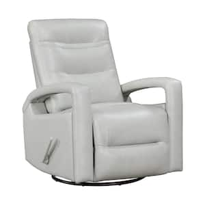 Centeroak Smoke Faux Leather Manual Swivel Glider Recliner