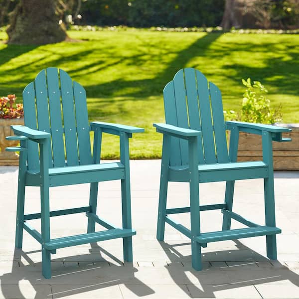 OrangeOne Tiffany Plastic Bar Height Adirondack Chairs Outdoor Bar Stool (2-Pack)