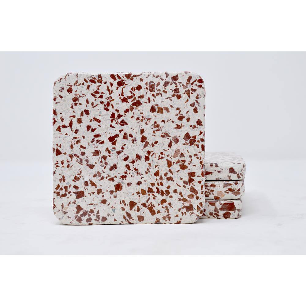 White Classic Terrazzo Set of Coasters