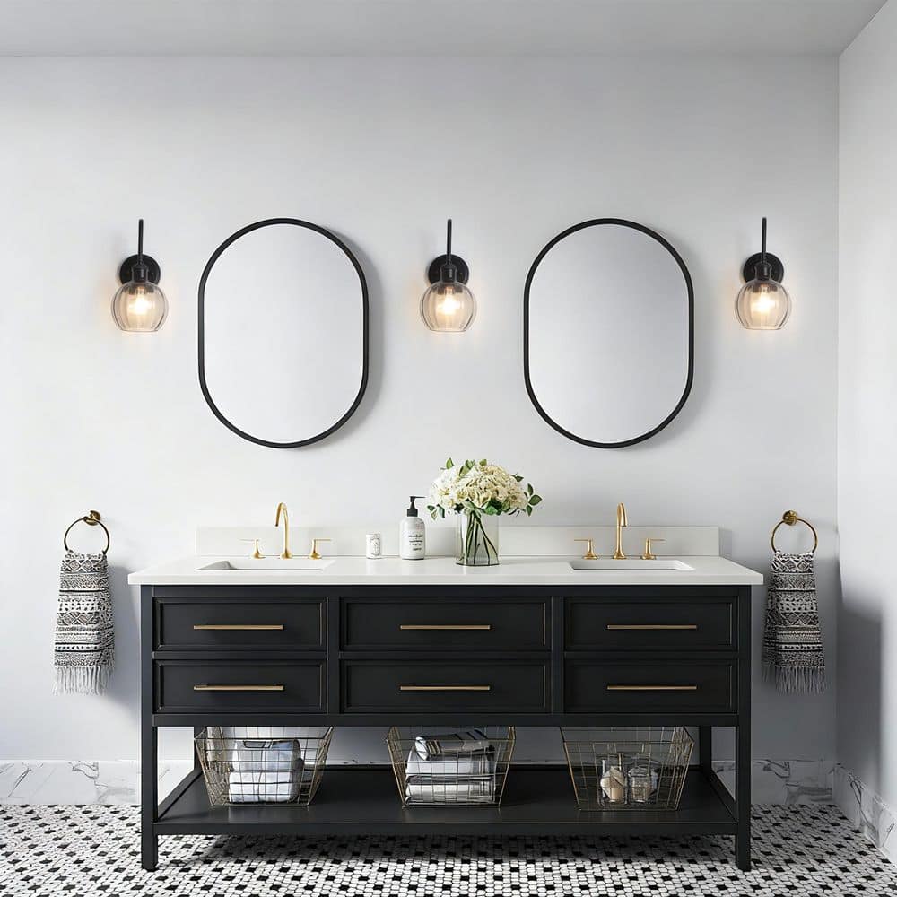 6 in. 1 light Matte Black Modern Wall Sconce with Clear Ribbed Glass Shade price history on PriceWatchPro
