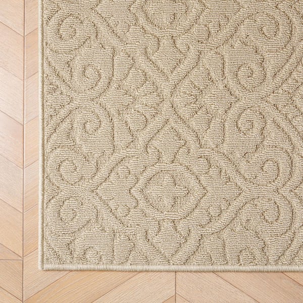 Feya Solid Berber 2 ft. x 5 ft. Medallion 2-Piece Rug Set