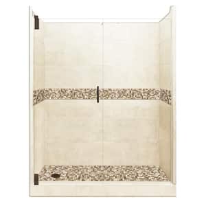 Roma Grand Hinged 30 in. x 60 in. x 80 in. Left Drain Alcove Shower Kit in Desert Sand and Old Bronze Hardware