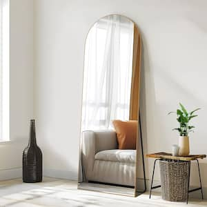 23 in. W x 67 in. H Wood Frame Arched Floor Mirror, Bedroom Living Room Wall Mirror in Gold