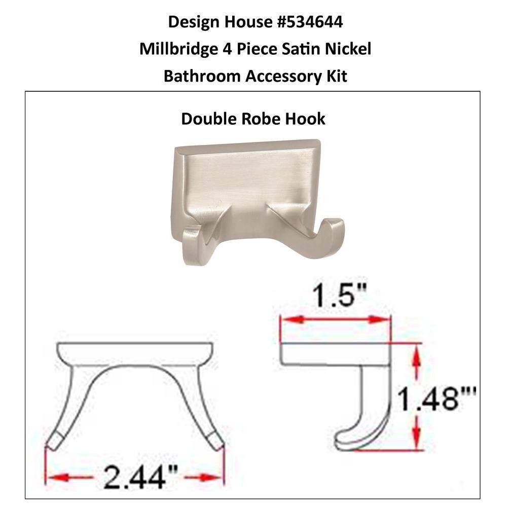 Satin Nickel 4-Piece Bathroom Accessory Kit with Towel Bar