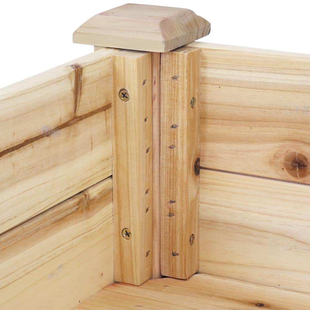 Light Brown Fir Wood Elevated Garden Planter Box