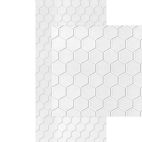 Hex 4 ft. x 8 ft. Gloss White Paintable PVC Decorative Wall-Panels (3-Pack)