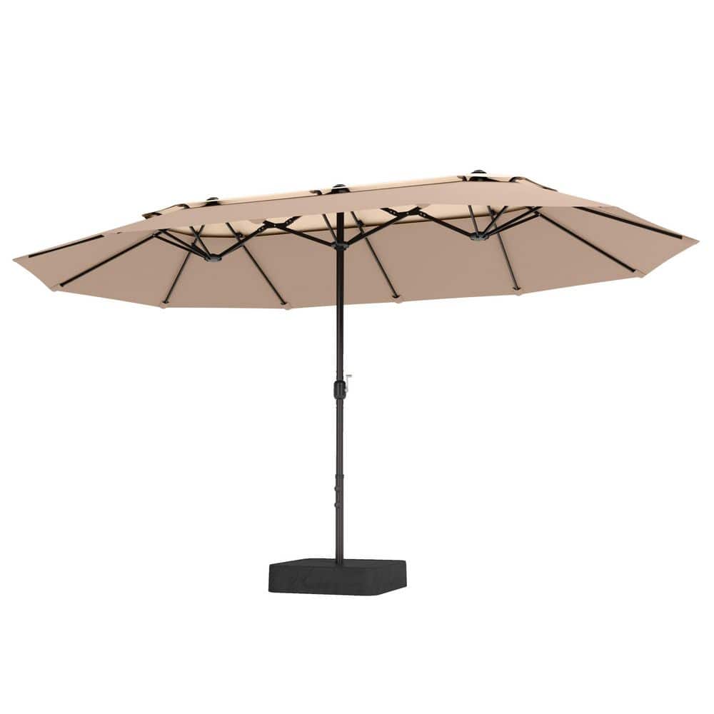 15 ft. Market Patio Umbrella 2-Tier 2-Side in Mixed Beige with Base and Sandbag price history on PriceWatchPro