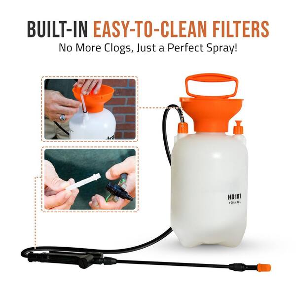 Oyezvary 1 gal. Handheld Garden Pump Sprayer with 52"