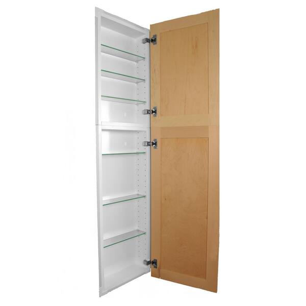 WG Wood Products 15.5 in. W x 35.5 in. H Fieldstone Shaker Style Frameless Beige Unfinished Wood Recessed Medicine Cabinet without Mirror