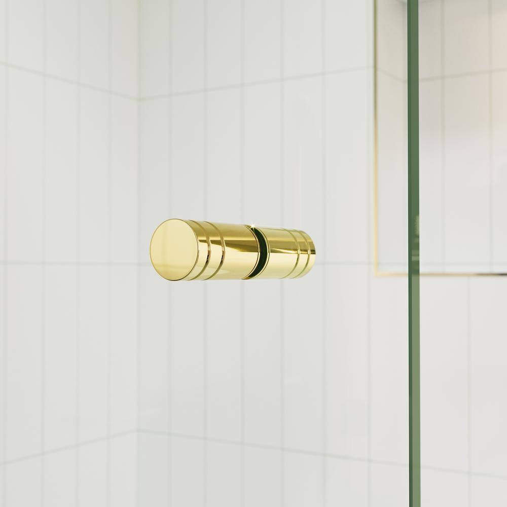 Halo 48.5 in x 58.25 in Frameless Glass Bathtub Door with Brass Hardware