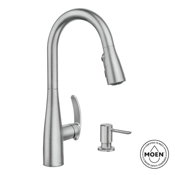 Reyes Spot Resist Stainless 15.67 in. H Pull Down Sprayer Kitchen Faucet with 360 Degree Spout Swivel and Power Boost