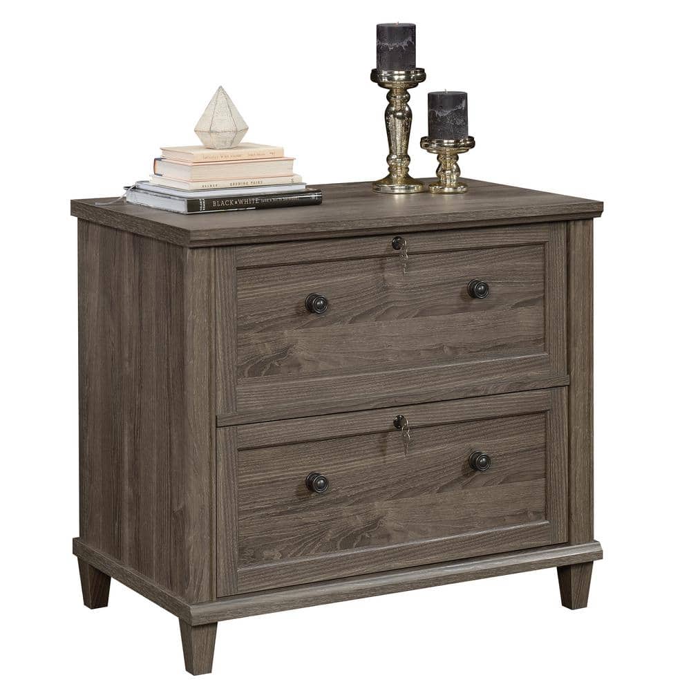 Emery Oak 2-Drawer Lockable Lateral File Cabinet