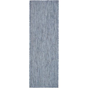 Outdoor Solid Blue 2' 0 x 6' 0 Runner Rug