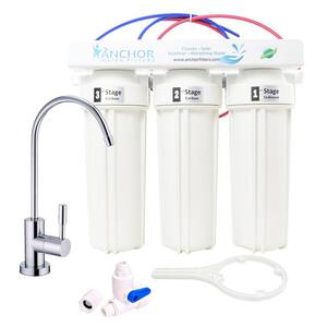 3-Stage Under Counter Water Filtration System with Dual Carbon Blocks and Designer Faucet