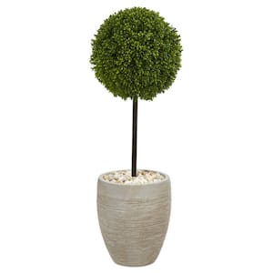 3 ft. High Indoor/Outdoor Boxwood Ball Topiary Artificial Tree in Oval Planter