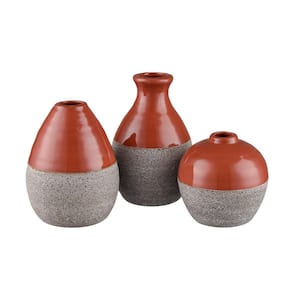 Alba Ceramic 1 in. Decorative Vase in Brick Red - (Set of 3)