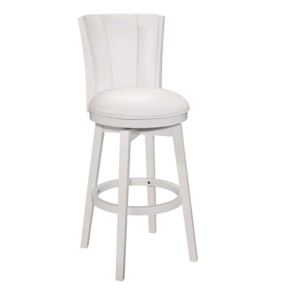 Hillsdale Furniture Gianna 18.25 in. White Full Back Wood 44.25 in. Bar Stool with Faux Leather Seat 1 Set of Included -  5348-830
