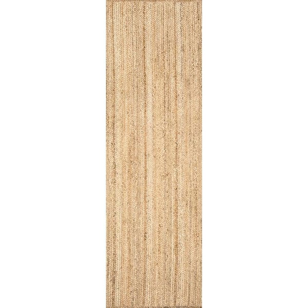 Rigo Chunky Loop Natural Jute Tan 3 ft. x 14 ft. Runner Rug