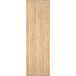 Rigo Chunky Loop Natural Jute Tan 3 ft. x 8 ft. Farmhouse Runner Rug