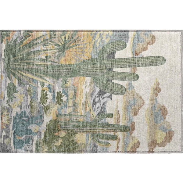 Mayfield Premium Machine Washable Abstract AMF2496 Beige 2 ft. x 3 ft. Accent Rug