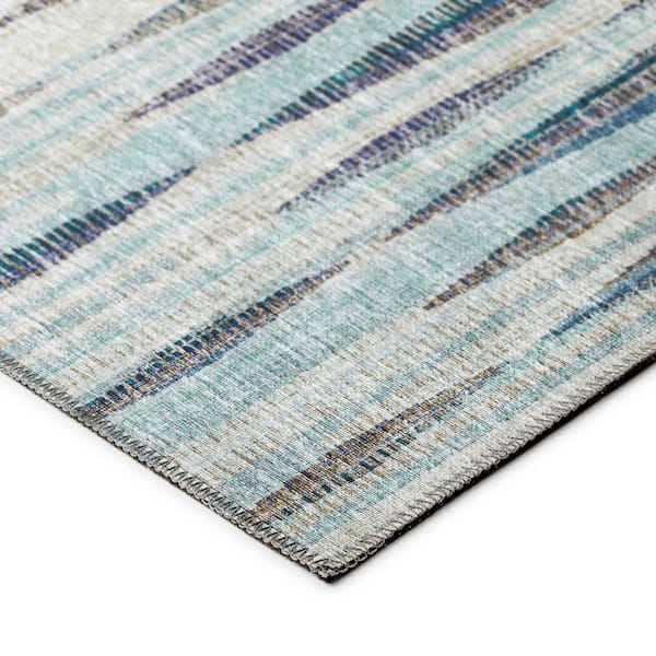 Waverly Blue 9 ft. x 12 ft. Geometric Indoor/Outdoor Area Rug