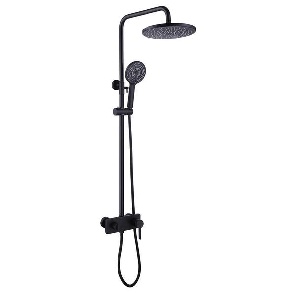 Thermostatic Wall Mount Shower Faucet Set With Tub Spout Complete Exposed  Shower System With Handheld Black Modern Shower Kit - On Sale - Bed Bath &  Beyond - 35706015