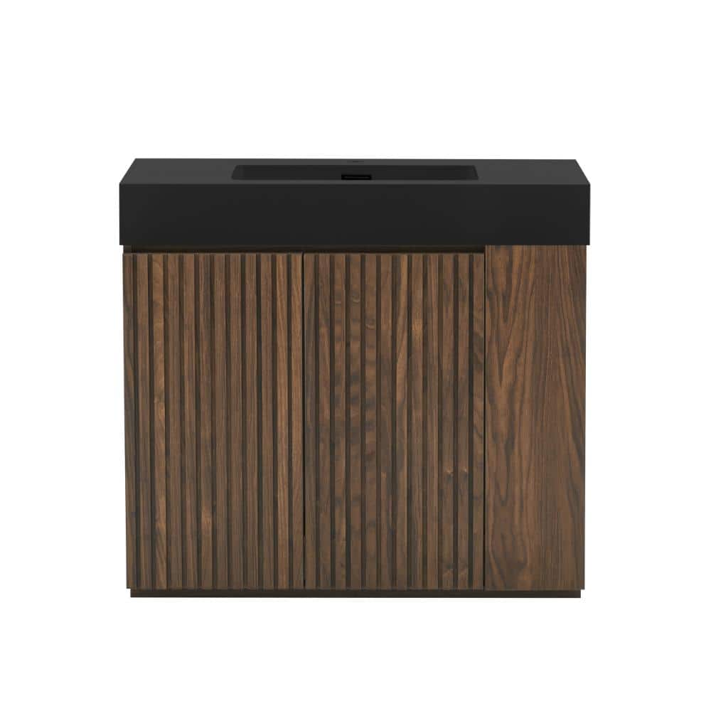 36 in. Freestanding Walnut Brown Bath Vanity with Black Quartz Top Unassembled price history on PriceWatchPro