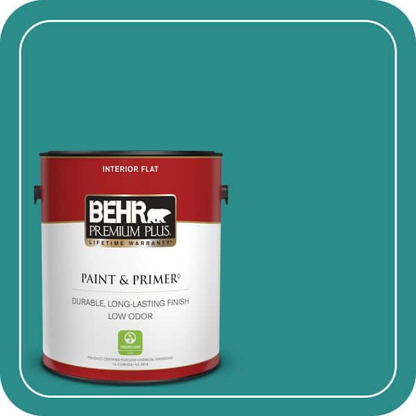 BEHR PREMIUM PLUS 1 gal. Home Decorators Collection #HDC-FL13-12 Taos Turquoise Flat Low Odor Interior Paint & Primer