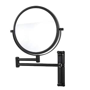 8 in. W x 8 in. H Round Framed Magnifying Wall Makeup Bathroom Vanity Mirror with 360-Degree Rotation in Black