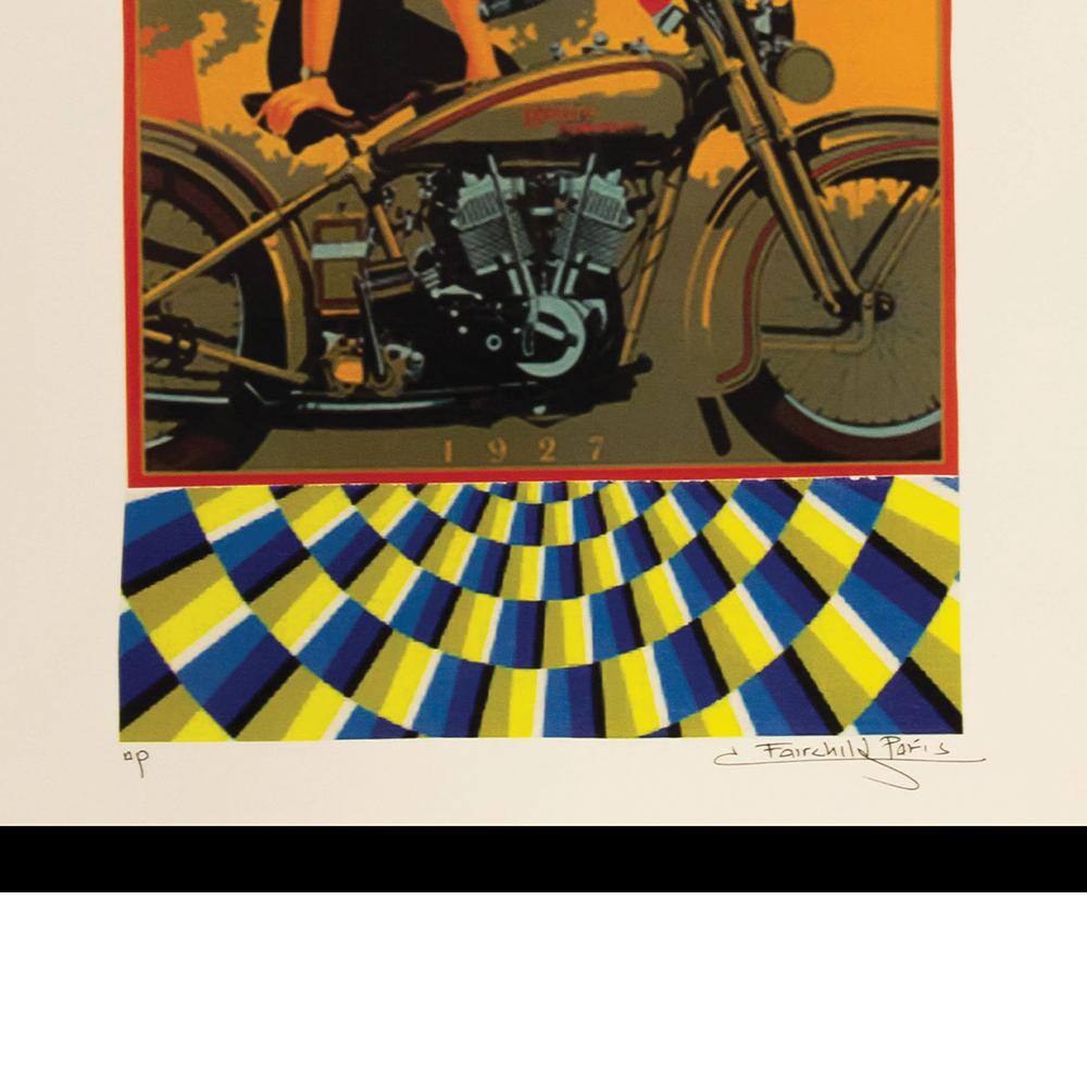 Vintage Harley-Davidson Motorcycle Lady Framed Graphic Print