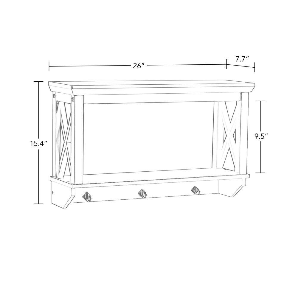 La Crosse White Contemporary 3-Hook Wall Shelf with Open Shelves