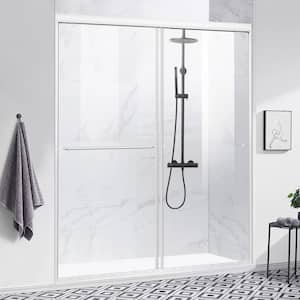 56-60 in. W x 70 in. H Sliding Framed Shower Door in Chrome with Double Movable Glass Doors,Left/Right-Side Open