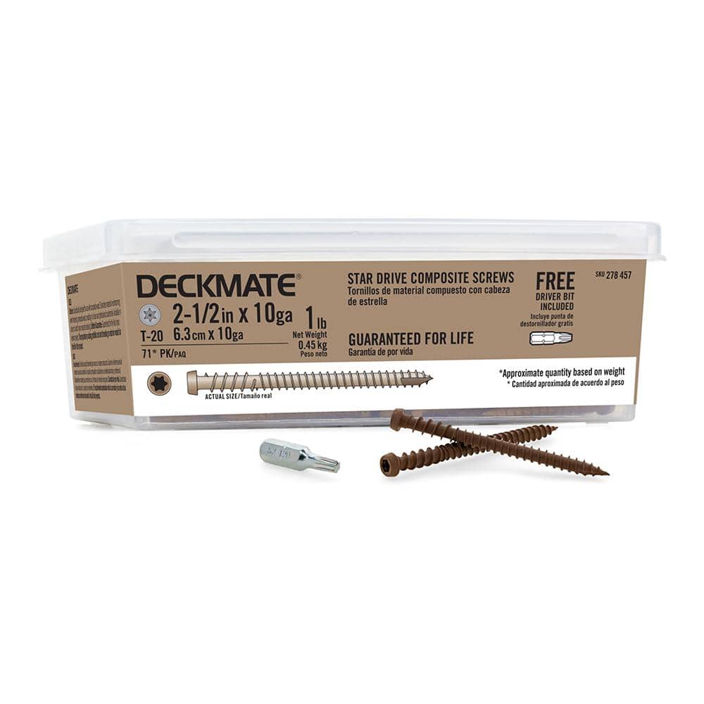 DECKMATE #10 2-1/2 in. Star Pan-Head Wood Deck Screws 1 lb.-Box (71-Piece)  115701 - The Home Depot