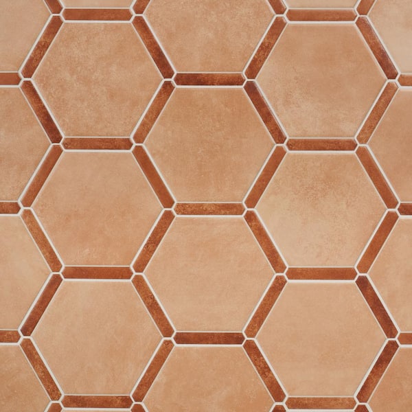 Ivy Hill Tile Samara Terracotta Light 8.66 in. x 9.84 in. Matte Porcelain Hexagon Floor and Wall Tile (8.06 Sq. Ft./Case)