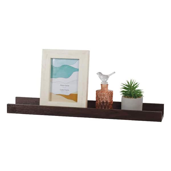 Kiera Grace Edge Photo Frame Floating Wall Shelf, 22.83 in. W x 1.89 in. D, Brown, MDF, Decorative Wall Shelf