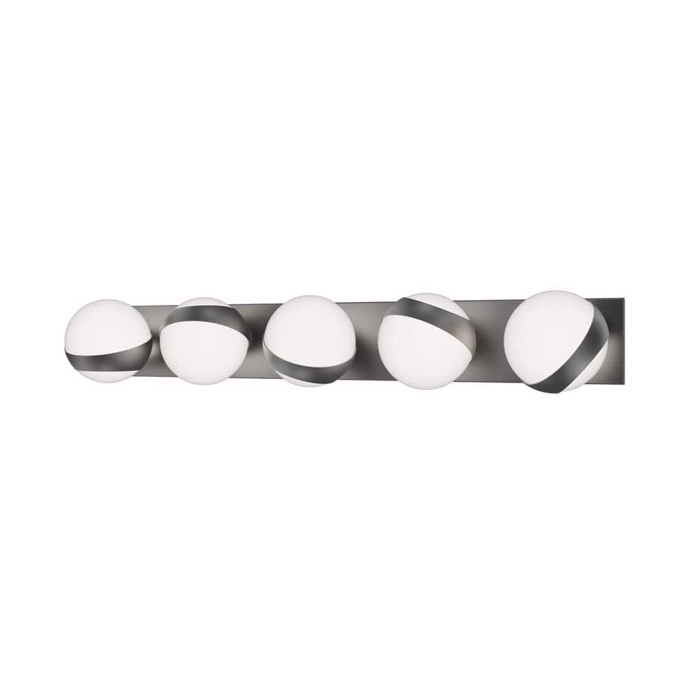 Tripoli 33 in. 5-Light Brushed Nickel Integrated LED Vanity Light/ Wall Sconce Selectable 4CCT 2700K-3000K-3500K-4000K price history on PriceWatchPro