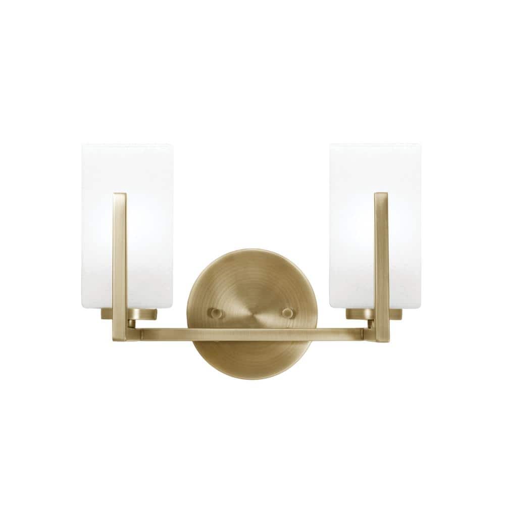 Cottonwood 12.5 in. 2-Light Vanity Light New Age Brass with 3.5 in. Square 