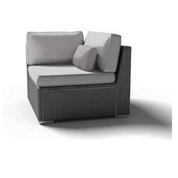 eVita Outdoor Patio Furniture Espresso Brown Wicker Sofa Corner Chair (Light Gray-Right Corner Chair)