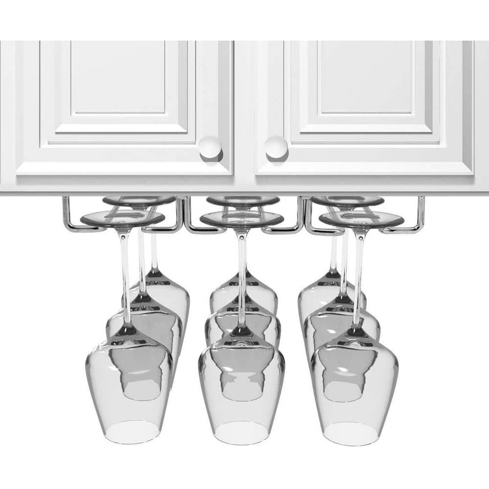Chrome Under-Cabinet Wine Glass Rack and Stemware Holder