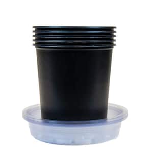 1/2 Gal. Plastic Nursery Pots with Saucers (5-Pack)