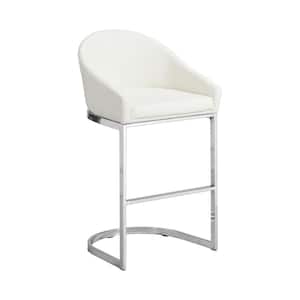 Torano 34.75 in. H White 26 in. H Low Back Counter Stool with Cushioned Upholstered Seat and Metal Frame (1 Stool)
