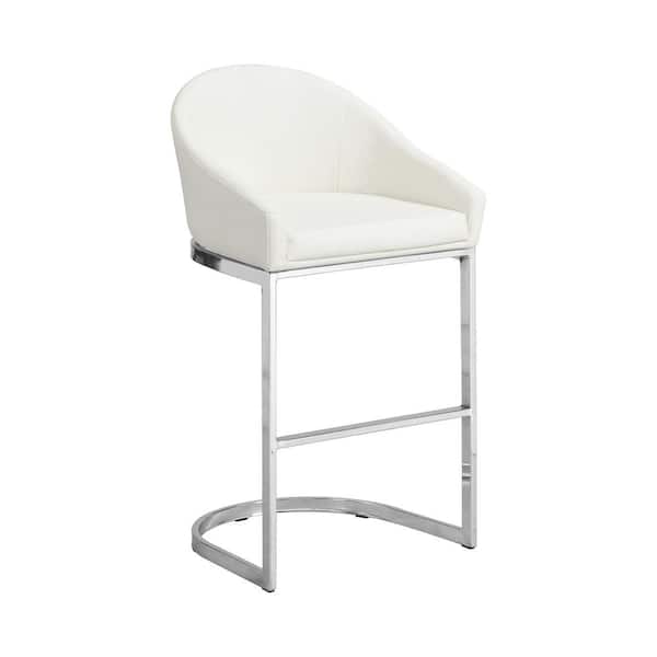 Carolina Chair & Table Torano 34.75 in. H White 26 in. H Low Back Counter Stool with Cushioned Upholstered Seat and Metal Frame (1 Stool)